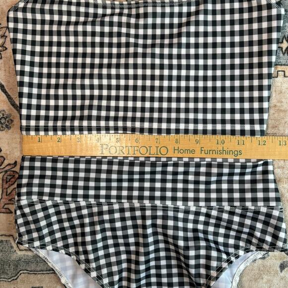 Reformation Two Piece Gingham Bikini Set Black and White Swim Suit Beach Vacay - Picture 13 of 14